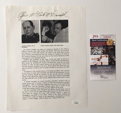 Nick McDonald Signed Autographed Article Page JSA Certified Lee Harvey Oswald