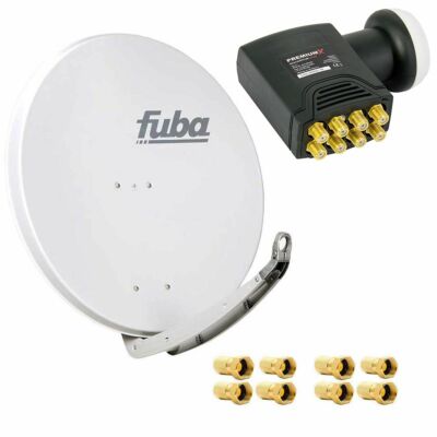 Fuba DAA 850 G Satanlage Alu Satellitenschüssel Grau SAT Antenne DELUXE Octo LNB