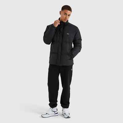 ellesse Padded Winter Jacket Black Puffer Quilted Ski Coat Men's