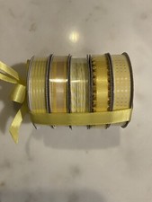 Yellow Craft Ribbon 24 Ft 5 Different Patterns Gift Wrap Bows 1/4  New