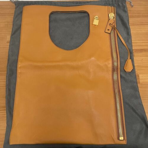 Bolso de mano plegable Tom Ford Alix con bolsa y bolsa antipolvo cuero marrón Japón - Imagen 1 de 14