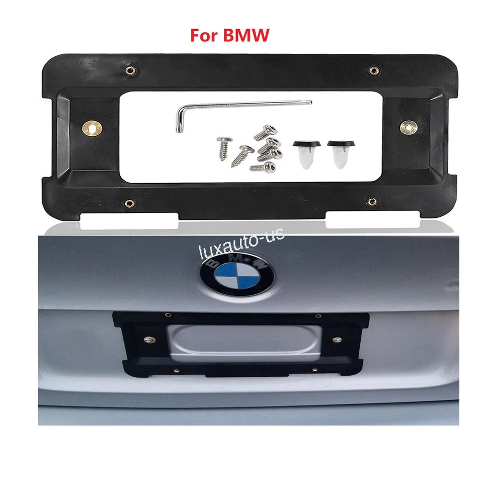 Soporte de matrícula trasero para BMW + 6 tornillos y 1 llave y sujetador de 2 piezas Foto 2 de 4