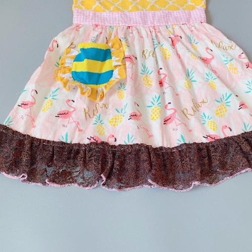 NEW Boutique Flamingo Girls Sleeveless Ruffle Dress 2-3 3-4 5-6 6-7 7-8 - Picture 8 of 18