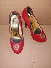 Tory Burch Size 6 Red Ultra High 5" Stiletto Heels Animal Embossed Leather