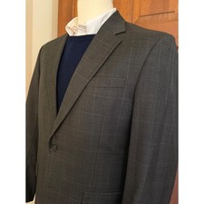 Jos. A. Bank Wool Windowpane Sport Coat Mens 39R Green 2-Button Blazer Jacket