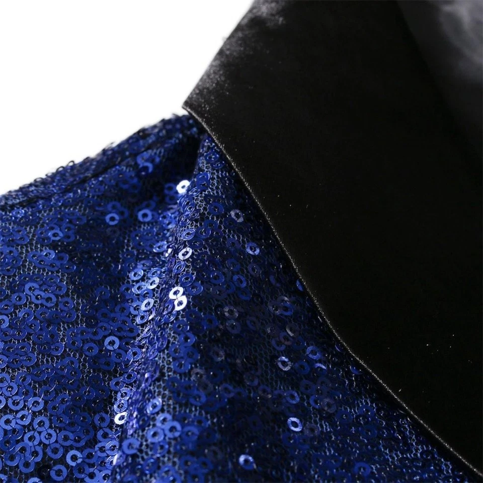 Mens Nightclub Sequin Glitter Blazer Jacket Party Suit Coat Gentleman Wear - Image 3 of 4