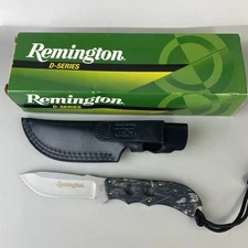 USA Made Remington D Series  w/4.2" Clip Point Blade  Camo Handle & Sheath NEW