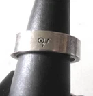 LOVELY VINTAGE STERLING SILVER RING SZ 11 3/4 = 10g DESIGNER MARK 'OW' 1/4" WIDE