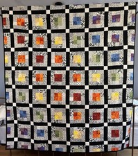 Handmade Patchwork Quilt A Splash Of Color Squares Size 60 X 66 BEAUTIFUL