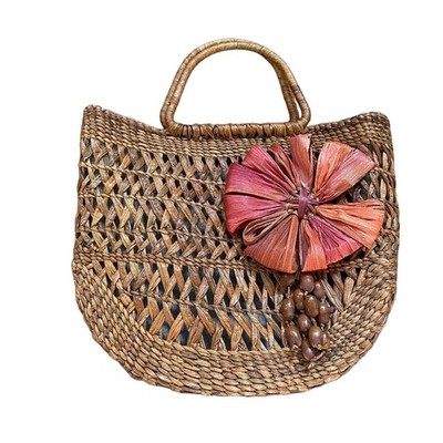 Woven Basket Tote Bag Coastal Grandma Vacation