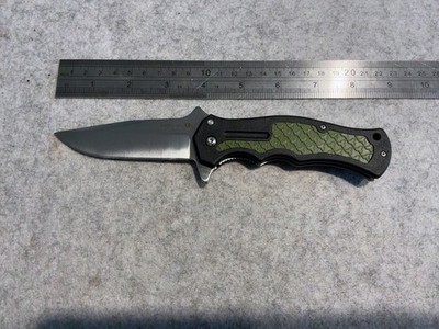 Cold Steel Taiwan 4034SS Crawford Model 1 Green/Black Pocket Knife W/ Clip Clean