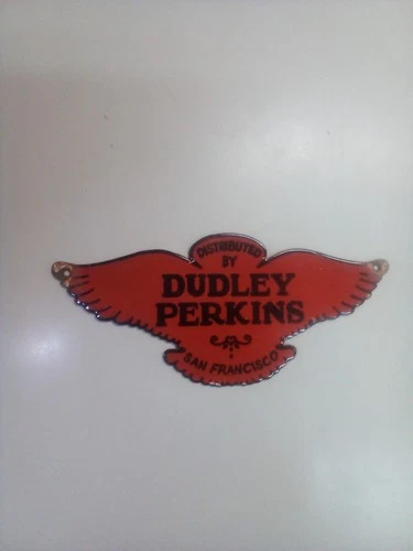 VINTAGE DUDLEY PERKINS WINGS HARLEY DAVIDSON  PORCELAIN DEALER  SIGN
