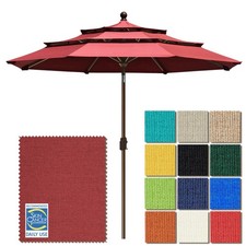 Patio Umbrella 9ft 3 Tier Market Crank Open UPF 50 Burgundy Heavy Duty
