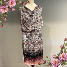 Dana Buchman drape neckline sleeveless knee length dress size Large