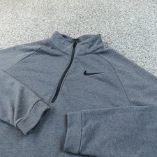 Nike Pullover Mens L Gray Dri FIT 1/4 Zip Long Sleeve Performance Training Gym