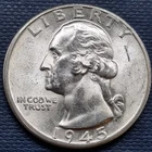 1945 D Washington Quarter 25c Silver BU UNC GEM Brilliant Uncirculated #97186