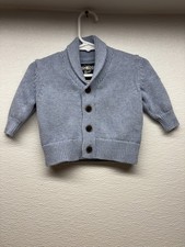 Oshkosh B'gosh 100 Cotton Baby Button Up Knitted Gray Cardigan Size: 3 Monts