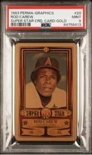 1983 Perma-Graphics Rod Carew Super Star Credit Cards Gold PSA 9 Mint HOF Angels