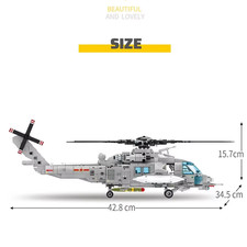 Military Helicopter Building Blocks Model STEM Kit for Kids and Adults