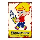 Vintage Cartoon Boy with Ice Cream  Tin Metal Signs Home Décor 8x12