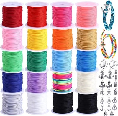 Nylon String for Bracelets - 20 Rolls 0.7mm Beading Thread Kit