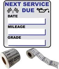Oil Change Reminder Stickers 2x2 Clear Vinyl 300Pcs Car Service Due Label Roll
