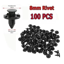 100pcs 8mm Bumper Clips Plastic Rivet Fastener Mud Flaps Fender Push fits NISSAN