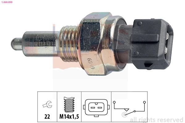 Contacteur de feu de recul EPS 1.860.099 pour boite de vitesse AUDI 01E à pas de vis M12