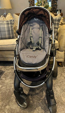 iCandy Peach Pushchair with Carrycot, Grey/Brown, Silver Frame, Swivel Wheels