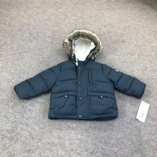 Rothschild Coat Girls 6-9M Teal Grosgrain Trim Parka Faux Fur Hood Winter