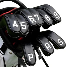 BIG TEETH Golf Hybrid Iron Head Cover 9Pcs, Long Hybrids balck or white 