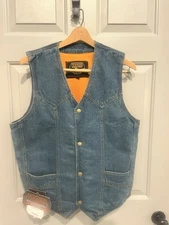 Milwaukee Leather Performance Men's Denim Gun Pocket Conceal Vest Medium NWT