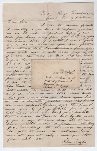 CONFEDERATE CIVIL WAR LETTER - 61st Tennessee Vols - Jeff Davis Speech Knoxville