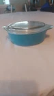 Vtg Pyrex Solid Blue 1 Pint #471 Round Cinderella Casserole Dish w/Lid Excel