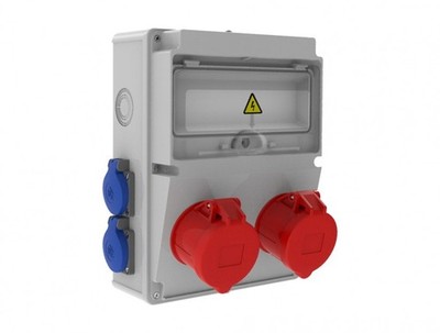 Baustromverteiler Wandverteiler 4 x 230V/16A Schuko + 2 x CEE32A/400V IP44
