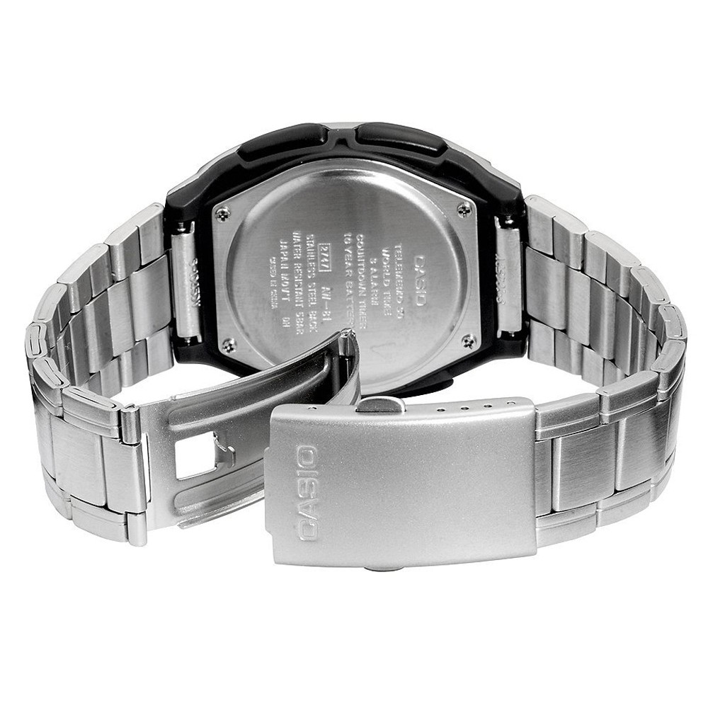 Casio AW81D-2A Mens Blue Dial Ana-Digi SS Bracelet Databank Watch