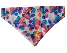 Colorful Paw Prints Over the Collar Dog Bandana That Slips onto Their Existin...
