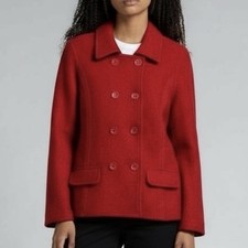 Vintage Red Wool M Textured Knit Double Breasted Jacket Career Classic Holiday
