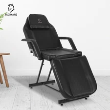 Tattoo Chair, Multipurpose Facial Chair 73 Inch Spa Facial Bed with Stool Black