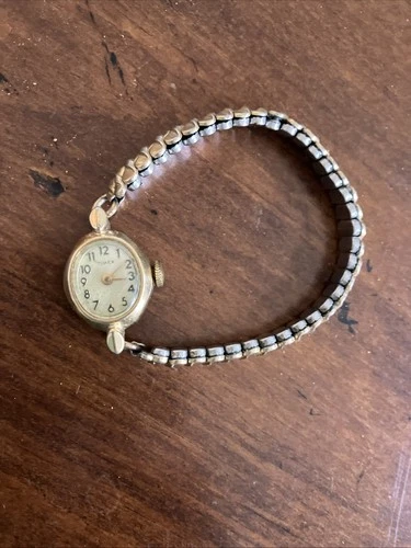 Vintage Timex Watch Ladies Womens 1940s 50s Gold Toned Stretch Bracelet
