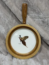 Rosemeade Pottery Les Kouba Ringneck Pheasant In Wood Skillet Great Condition