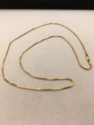 Elegant 14K Yellow Gold 1.1mm wide Box Link Chain Necklace