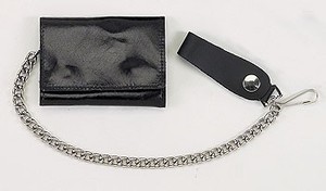 Black Leather Biker Tri-Fold Chain Wallet - great price and free shipping | eBay