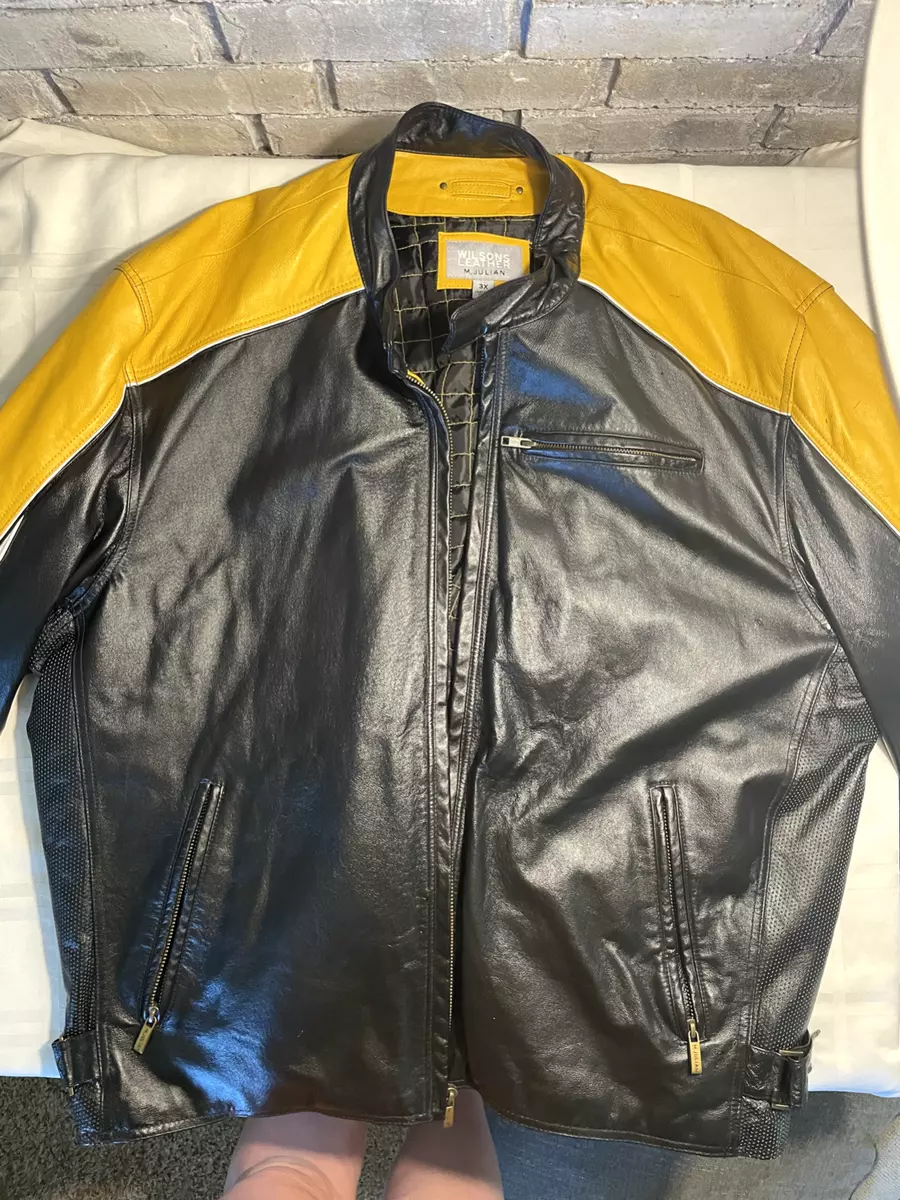 Maker of Jacket Biker Jackets Yellow & Black Leather for Women