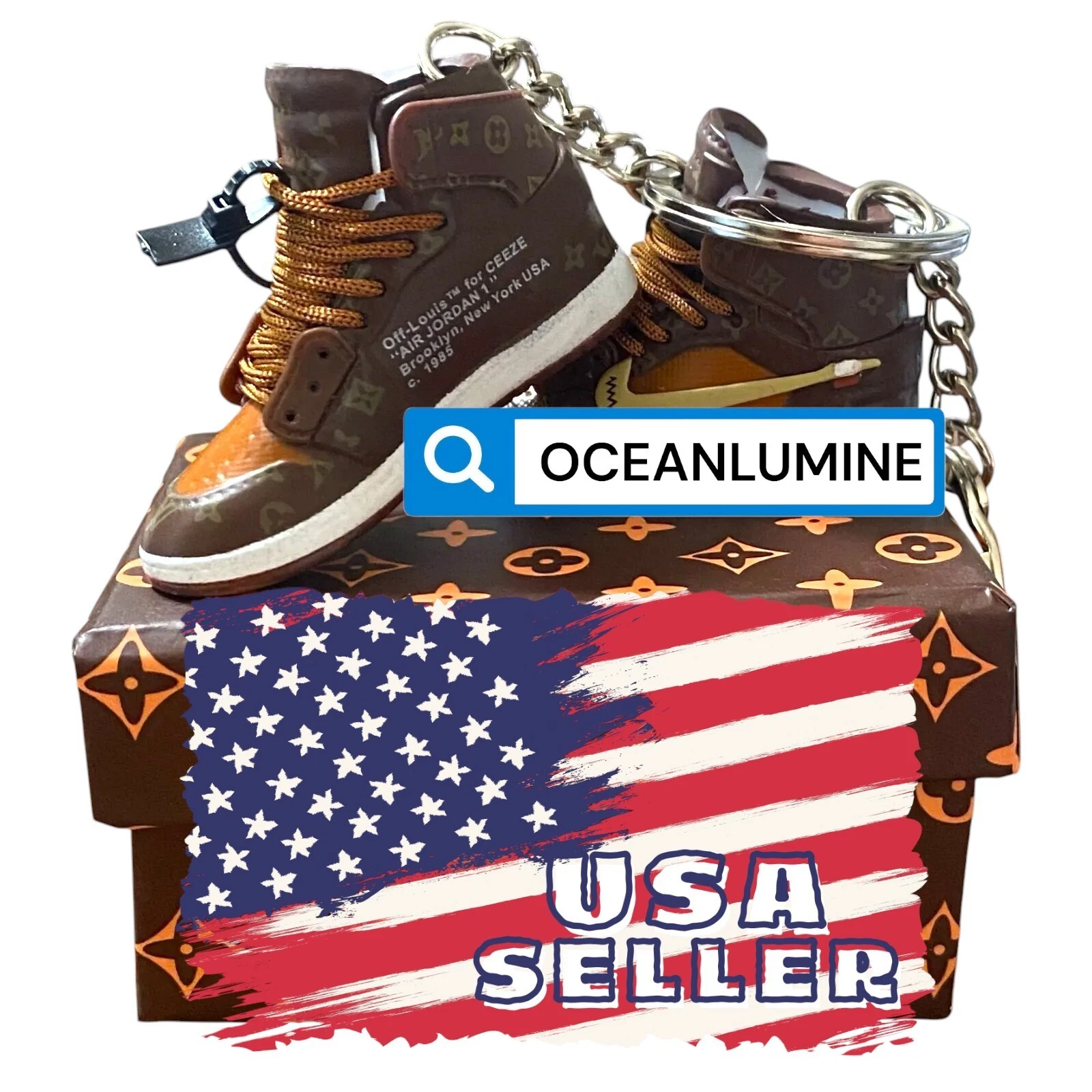 Air Jordan Mini Porte clés Baskets avec Boîte à Chaussures 3D Cadeau/Charm Haute Qualité