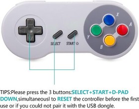 2.4 G Wireless SNES Controller Compatible with Original SNES Super NES, Win IOS