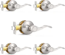 Passage Door Levers Hall/Closet Handles Satin Nickel Keyless Non-Locking Interio