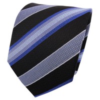 Tigertie Seidenkrawatte Blau Hellblau Royal Schwarz Gestreift - Krawatte Seide