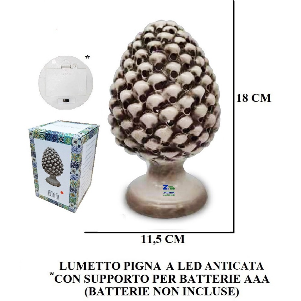 LAMPADA LUME LUMETTO PIGNA FORATA ANTICA LUCIDA CM D.11,5xH18 cm ART.21019PA