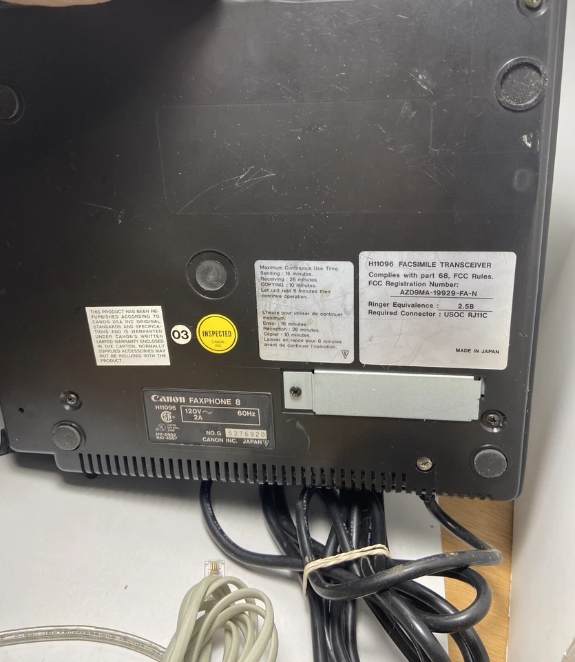 Cannon Faxphone 8 with Curly Paper Phone Cord Vintage - Image 4 of 4